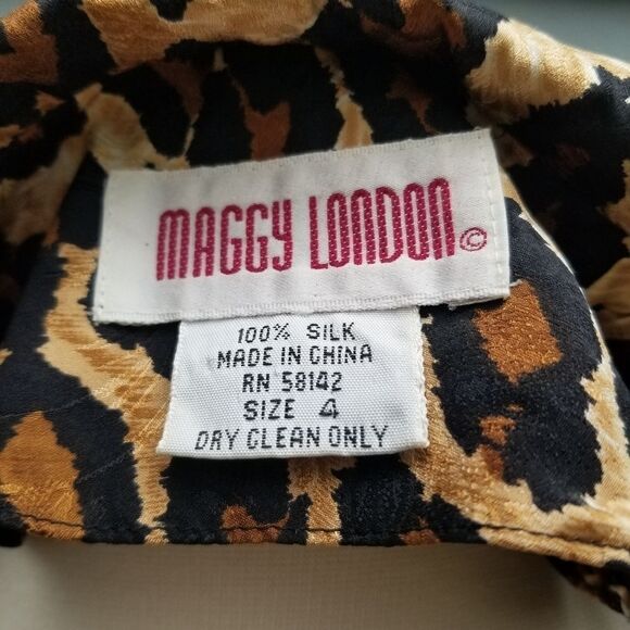 Vintage 80s Retro Pin Up Girl Animal Print Leopard Silk Midi Pencil Dress 4 - Picture 9 of 11